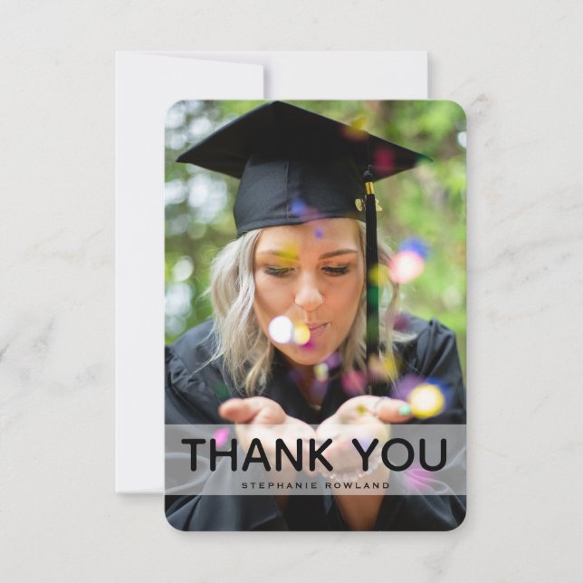 Carte De Remerciements Graduation simple de la photo et du message person (Devant)