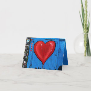 Carte De Remerciements Graffiti Heart, blue wall, Valentine, small