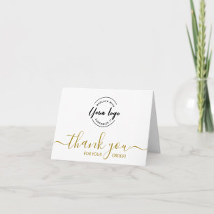 Carte De Remerciements Grand logo personnalisé Élégant or Commande profes