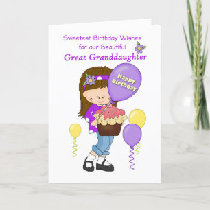 Carte De Remerciements Grande Petite-fille Anniversaire avec Balloons Gir