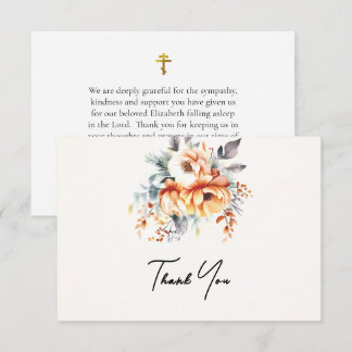Carte De Remerciements Grandes fleurs aquarelles pêche funérailles orthod
