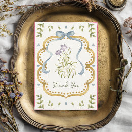 Carte De Remerciements Grandmillennial Preppy Ribbon Frame Baby Shower