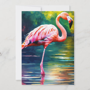 Carte De Remerciements Graphique d'oeuvre de Flamant rose rose dans l'aqu