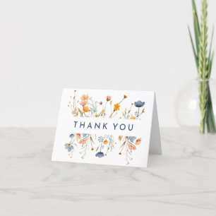 Carte De Remerciements Gras Élégant Mariage floral plié