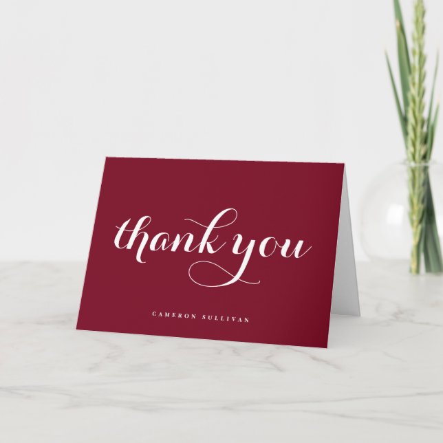 Carte De Remerciements Gras Moderne Calligraphie Bourgogne (Devant)