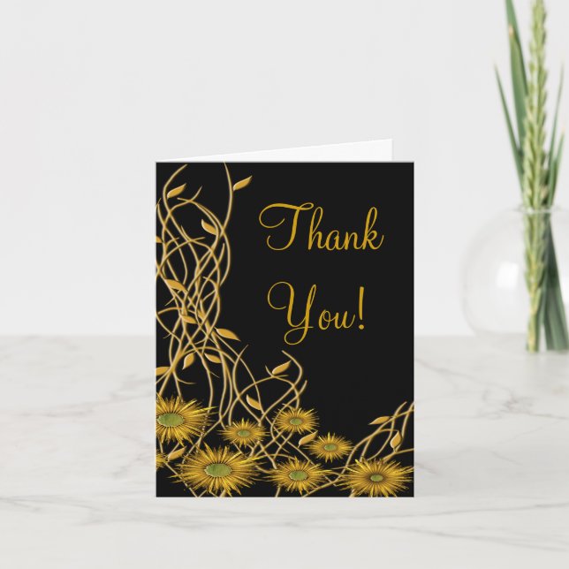 Carte De Remerciements Gratitude Florale Jaune doré Fleur Abstraite (Devant)