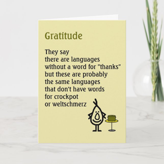 Carte De Remerciements Gratitude - un poème de remerciement original (Devant)