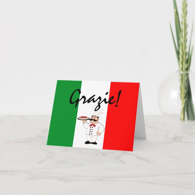 Carte De Remerciements Grazie remercie le chef italien (Devant)