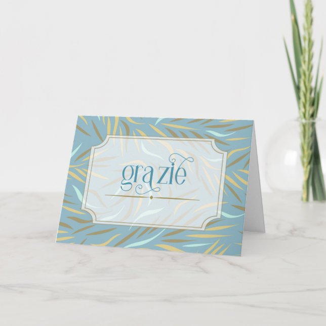 Carte De Remerciements Grazie Sky Bleu Botanique Italien (Devant)