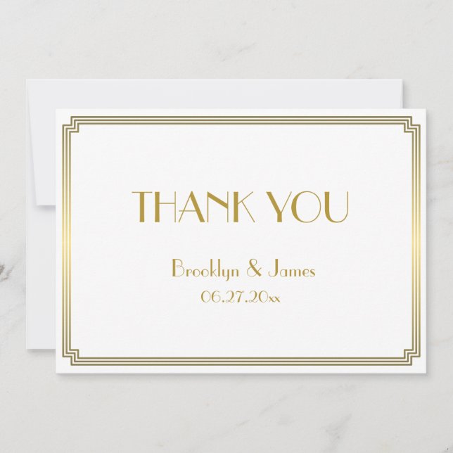 Carte De Remerciements Great Gatsby Art Deco White Wedding Thank You Card (Devant)