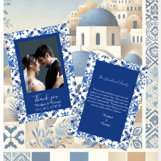 Carte De Remerciements Grèce Méditerranée bleue Mariage Remerciements pho