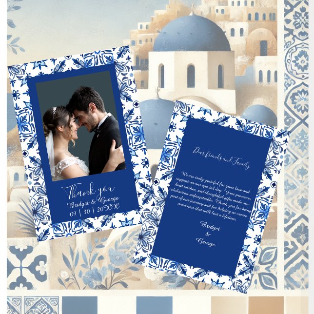 Carte De Remerciements Grèce Méditerranée bleue Mariage Remerciements pho (Créateur téléchargé)