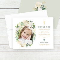 Green Gold Floral First Holy Communion Girl Photo