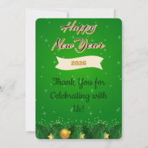 Green Gold New Year Thank You Card