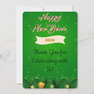 Carte De Remerciements Green Gold New Year Thank You Card