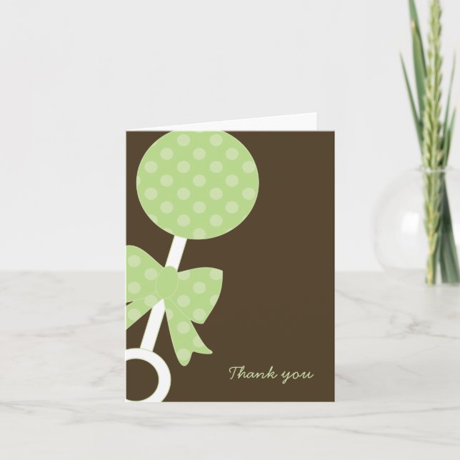 Carte De Remerciements Green Pois Rattle Remerciements (Devant)
