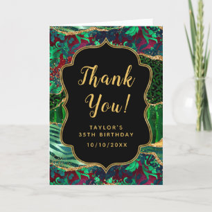 Carte De Remerciements Green Safari Agate Anniversaire