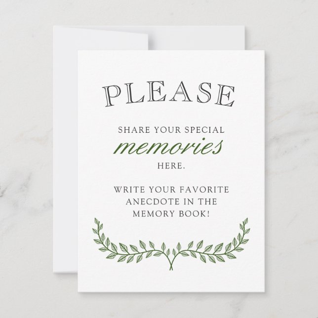 Carte De Remerciements Green Wreath Sympathy Partager des souvenirs (Devant)