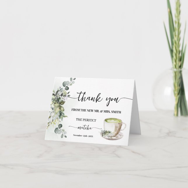 Carte De Remerciements Greenery Perfect Matcha Thank You Card Folded (Devant)