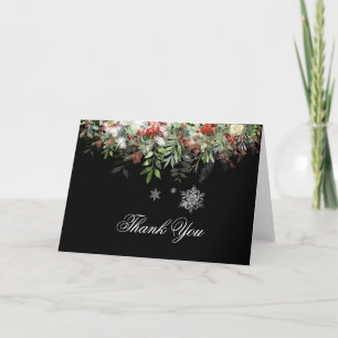 Carte De Remerciements Greens de Noël/Flocs de neige/ Mariage de vacances