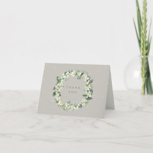 Carte De Remerciements Greige Snowberry+Eucalyptus Wreath Mariage Note