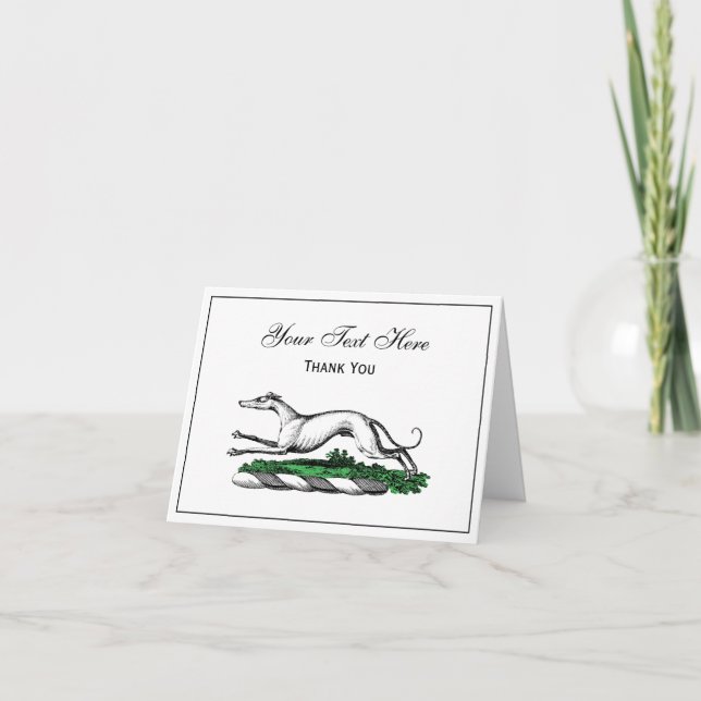 Carte De Remerciements Greyhound Whippet à la tête d'un emblème de crête  (Devant)