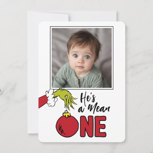 Carte De Remerciements Grinch C'est un Mean un 1er anniversaire (Devant)