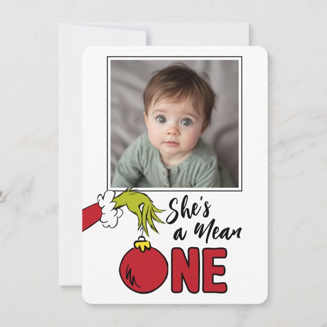 Carte De Remerciements Grinch She's a Mean One 1st Birthday (Devant)