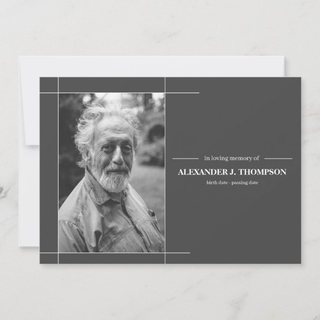 Carte De Remerciements Gris & Blanc Modernes En Mémoire Amoureuse Funérai (Devant)