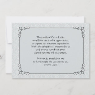 Carte de remerciements gris de perte de brume