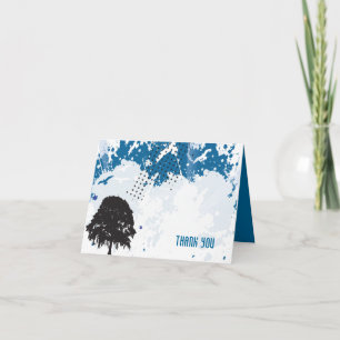 Carte De Remerciements Grundge Tree Bar Bat Mitzvah Thank You Card