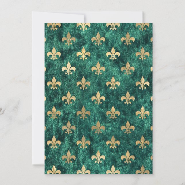 Carte De Remerciements Grunge Green Velvet Fleur De Lis Mardi Gras (Devant)
