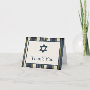 Carte De Remerciements Grunge Stripes Bar Mitzvah Thank