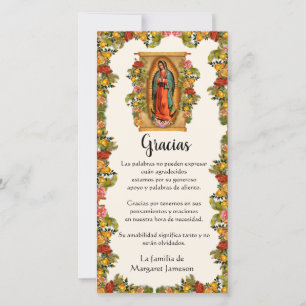 Carte De Remerciements Guadalupe Vierge Marie Condolence espagnole