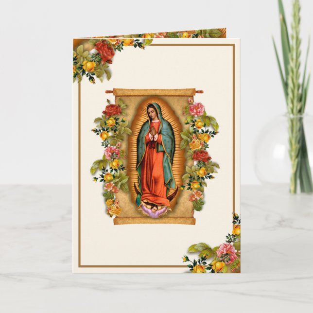 Carte De Remerciements Guadalupe Vierge Marie Roses religieux catholiques (Devant)