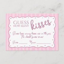 Guess How Many Kisses Game Pink Striped Card