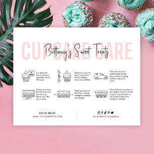 Carte De Remerciements Guide d'instructions pour les soins Cupcake Rose e