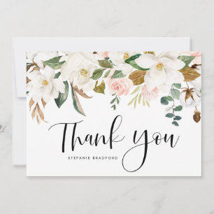 Carte De Remerciements Guirlande de coton et magnolia à l'aquarelle