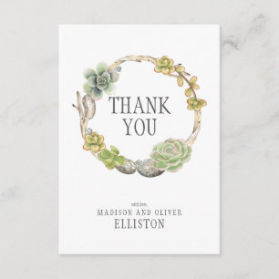 Carte De Remerciements Guirlande des Succulents, des brindilles et du