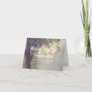 Carte De Remerciements Guirlande Lumineuse Arbre Rustique Rêveur Mariage