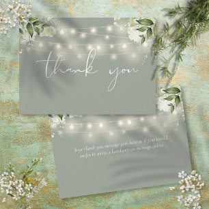 Carte De Remerciements Guirlande lumineuse de verdure florale vert sauge
