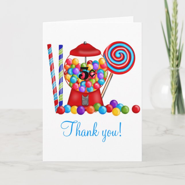 Carte De Remerciements Gumball Machine Candy Lollipop (Devant)