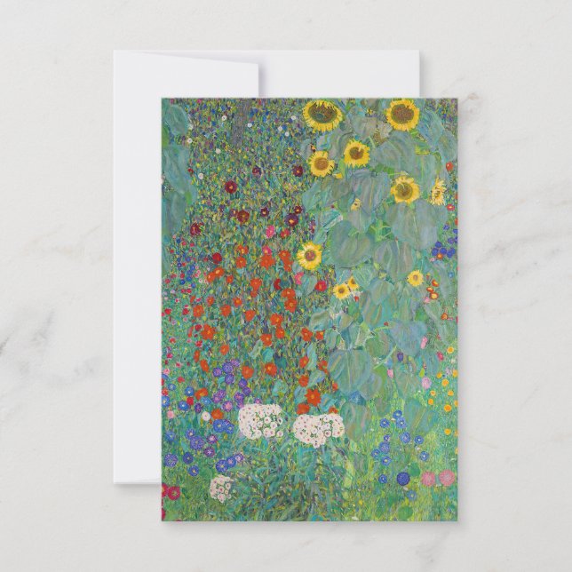 Carte De Remerciements Gustav Klimt - Jardin de campagne avec tournesols (Devant)