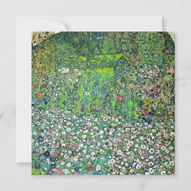 Carte De Remerciements Gustav Klimt - Paysage horticole et sommet d'une c (Devant)
