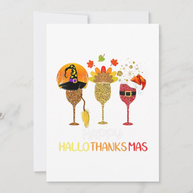 Carte De Remerciements Hallothanksmas Halloween Noël Thanksgivi (Devant)