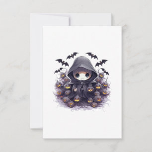 Carte De Remerciements Halloween de la Faucheuse de Chibi - Adorable Fant