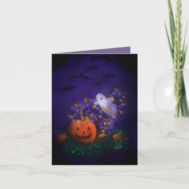 Carte De Remerciements "Halloween de nuit lumineuse" (Devant)