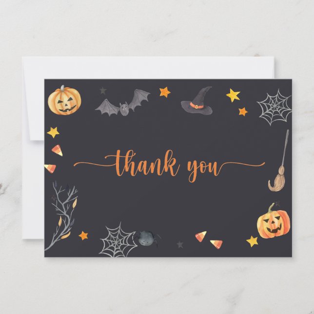 Carte De Remerciements Halloween des friandises ou un sort  (Devant)