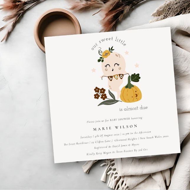 Carte De Remerciements Halloween mignon fantôme petit Baby shower Invitat (Créateur téléchargé)