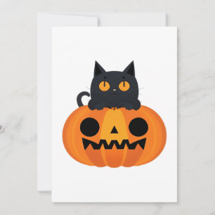 Carte De Remerciements Halloween mignonette Cartoon amis, Chat bébé noir